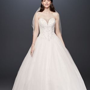 Beaded Illusion Bodice Ball Gown Wedding Dress